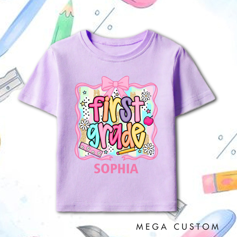 Personalized Preppy Back to School Kids Shirt Custom Name Shirt for Kids Cute Kindergarten Shirt First Day of School Shirt