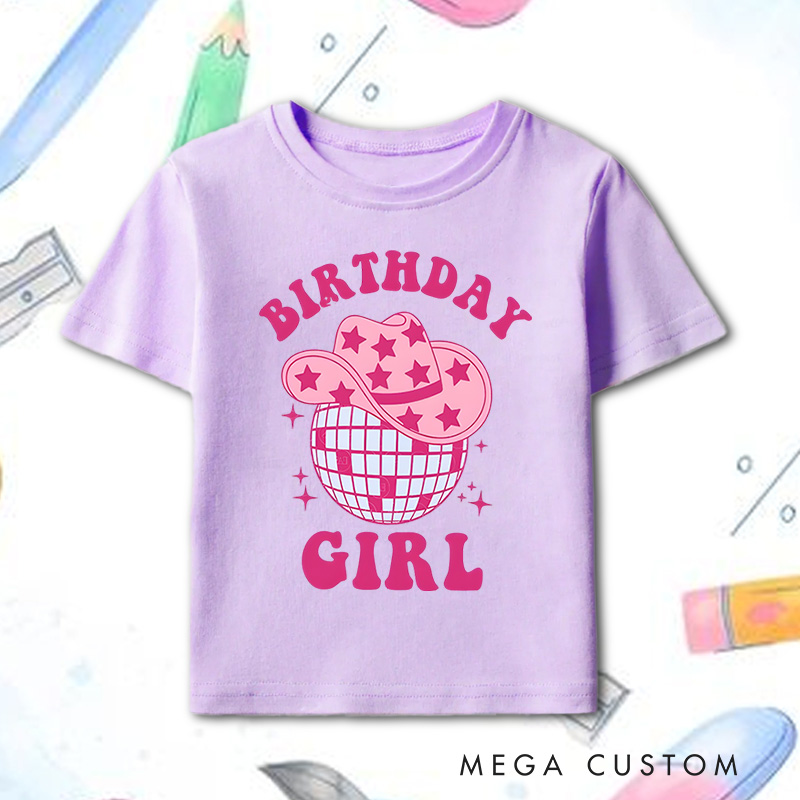Personalized Birthday Girl Kids T-Shirt with Cute Birthday Year Number and Name Design for a Special Birthday Outfit