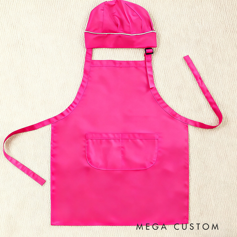 Personalized Little Chef Adjustable Kid Apron Chef Hat Set with Name and Pocket Cooking Accessory Birthday Valentine's Day Gift for Boys Girls