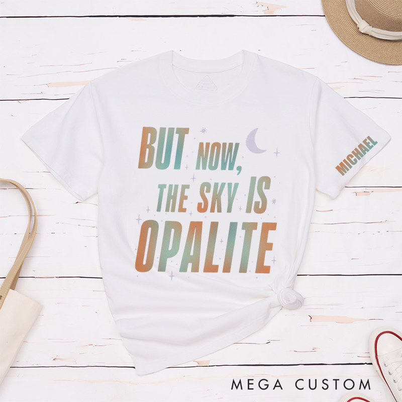 Personalized Name Opalite Showgirl Shirt but Now the Sky Is Opalite TS Inspired Graphic Tee Dancing Through the Lightning Strikes