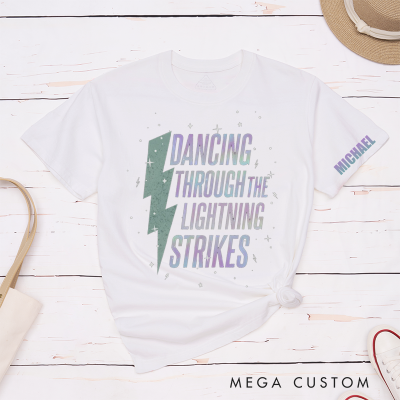 Personalized Name Opalite Showgirl Shirt Dancing Through the Lightning Strikes TS Inspired Graphic Tee Now the Sky Is Opalite