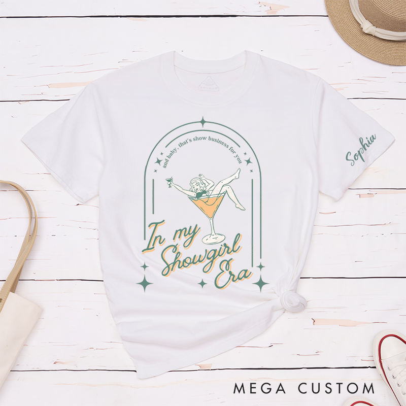 Personalized Name Comfort Colors in My Showgirl Era Shirt Glam Girl Graphic Tee Neutral Showgirl Showgirl Inspired Shirt
