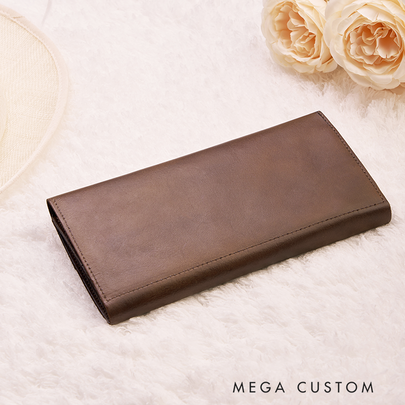 Personalized Birth Flower Leather Wallet Engraved Women Leather Wallet Leather Gift for Her Unique Gift for Her Birthday Gifts