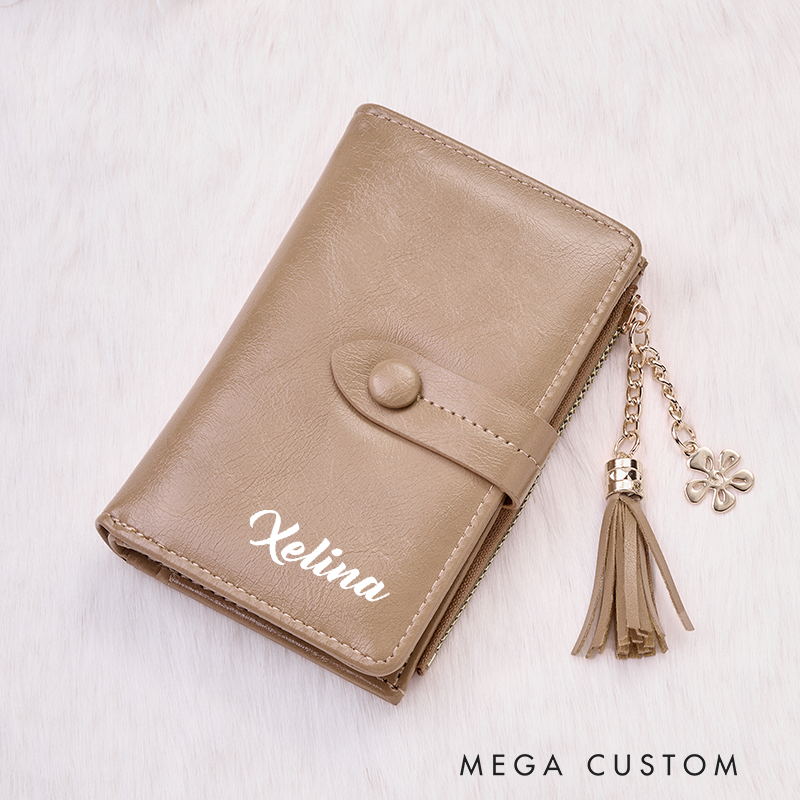 Personalized Leather Wallet for Her Custom Leather Wallet with Name Leather Wallet With Zipper Purse Wallet Unique Gift for Her Birthday Gifts