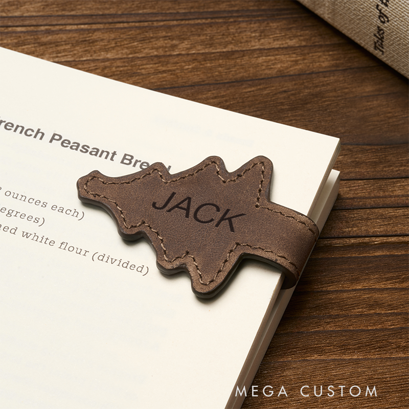 Personalized Leather Magnetic Book Mark Engraved Bookmark with Name Custom Reader Gift for Him Journal Accessory