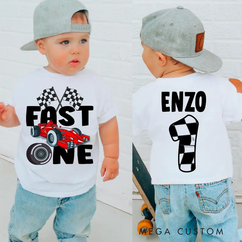 Personalized Fast One Racecar 1st Birthday Shirt First Birthday Shirt 1st Birthday T Shirt Racecar Birthday Shirt Birthday Boy Shirt
