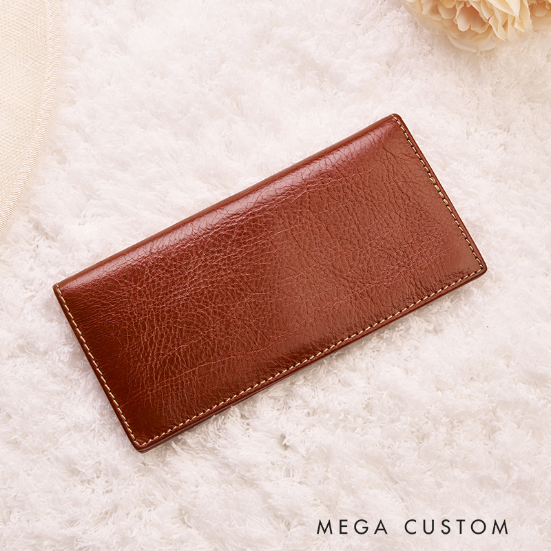 [Copy]Personalized Women Leather Wallet Birth Flower Women Wallet Engraved Leather Wallet Leather Purse Birth Flower Monogram Wallet Women's Purse Gift For Her Gift For Mother Birthday Gift