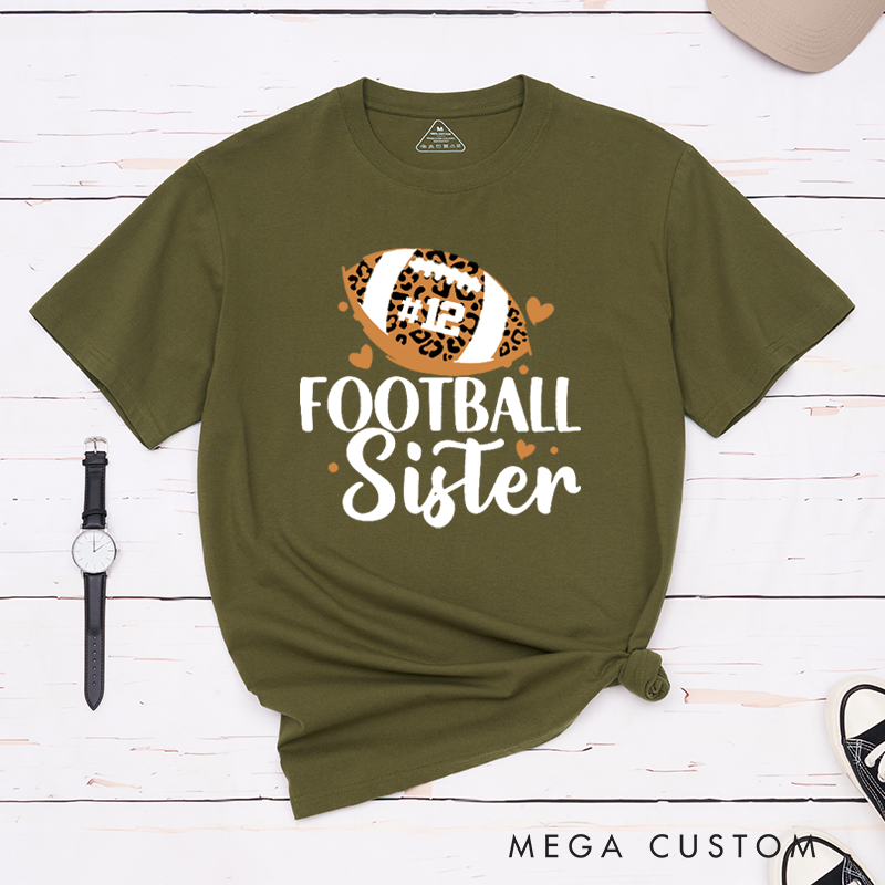Personalized American Football Sister T-Shirts Featuring Custom Name - Customizable Game Day Tee