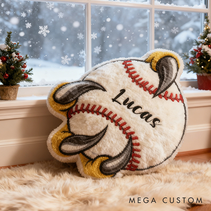 Personalized Baseball Pillow with Fierce Claw Design and Custom Name for Sports Lovers and Kids