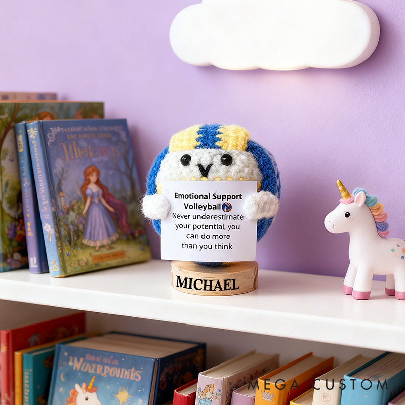 Personalized Crochet Volleyball Plush with Motivational Message and Name Cheer Up Gift For Volleyball Team Player