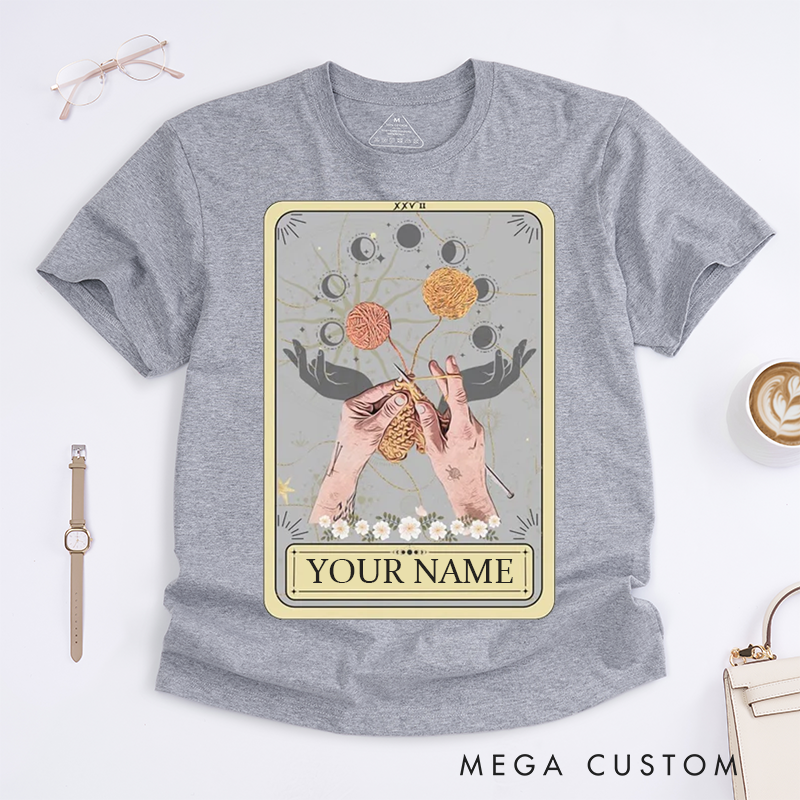 Personalized Tarot Lovers Classic T-Shirts Retro Style  Tarot Card T-shirt Gift for Knitter