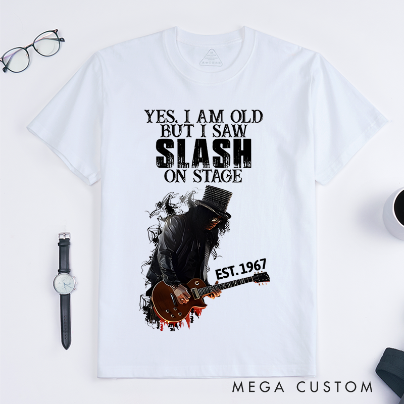 Personalized Classic T-Shirts Retro Rock Graphic Tee Bold Guitar Design Perfect for Rock Music Lovers and Vintage Music Lovers T-Shirt