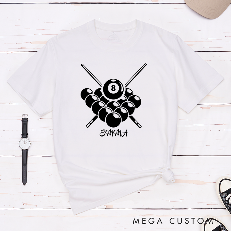 Personalized Pool T-Shirts for Players and Fans with Custom Name