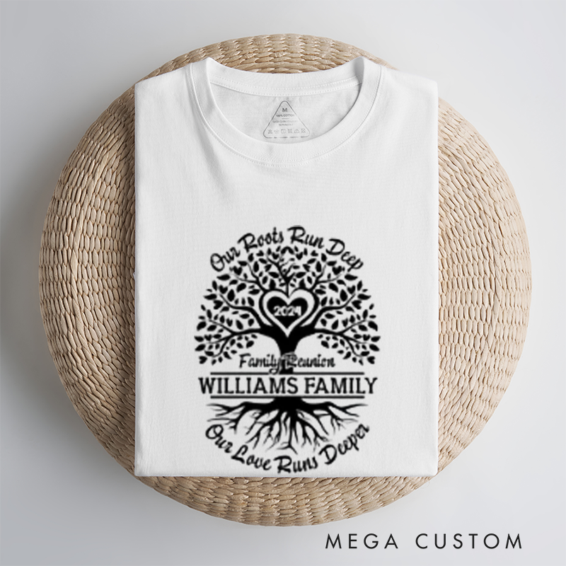 Personalized Our Roots Run Deep Family Reunion Shirts Custom Names and Heartfelt Designs Classic T-shirt