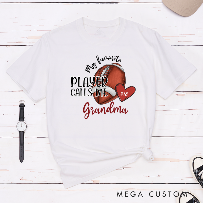 Personalized American Football and Rugby  "My Favorite Player" T-Shirts with Custom Number