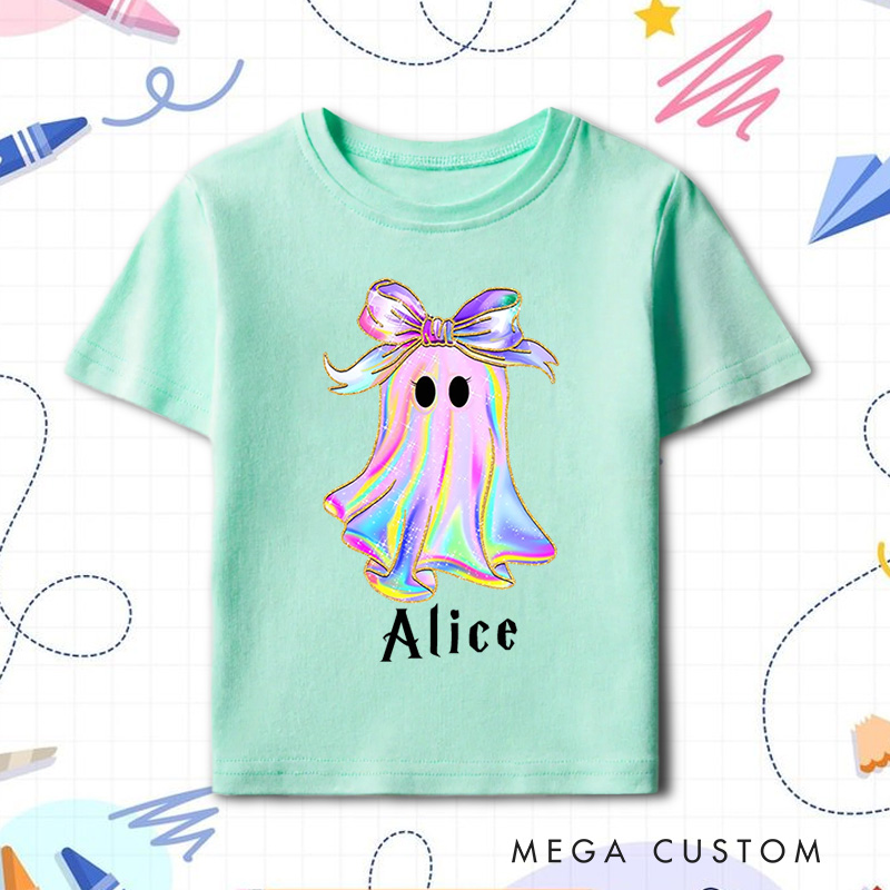 Personalized Halloween Girls Ghost T-Shirt Cute Toddler Halloween T-Shirt Boo Girls T-Shirt
