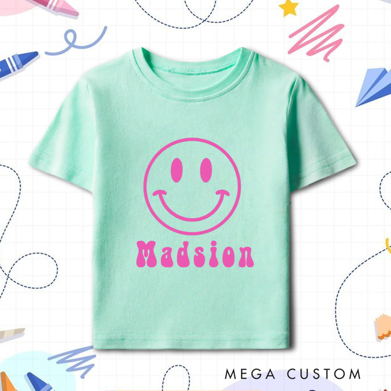 Personalized Youth Neon Happy Face Kids T-Shirt Kids Gift