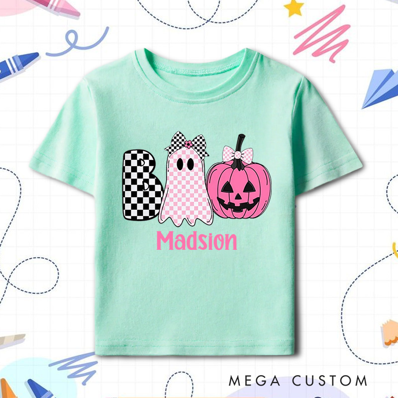 Personalized Halloween Girls T-Shirt Boo Toddler Kids T-Shirt Funny Halloween Gift