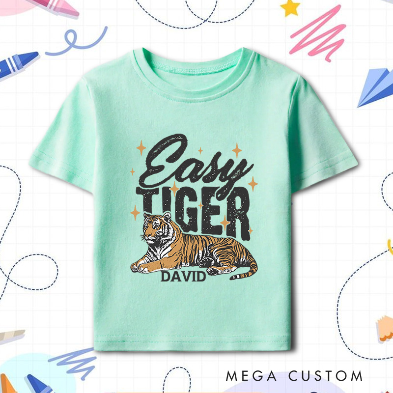 Personalized Retro Easy Tiger Kids T-Shirt Kids Funny Animal Tee