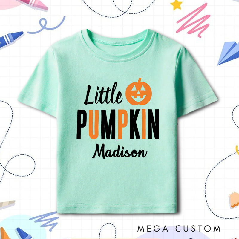 Personalized Little Pumpkin Halloween Shirt for Kids Perfect for Fun Festive Celebrations and Trick or Treating Kids T-Shirt
