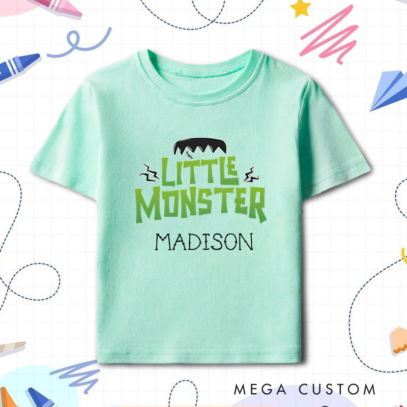 Personalized Little Monster Halloween Shirt for Kids Perfect for Fun and Playful Outfits During Spooky Season Kids T-Shirt