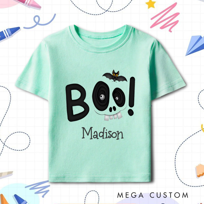 Personalized Boo Halloween Shirt for Kids Great for Adding a Unique and Festive Touch to Outfits During Halloween Kids T-Shirt