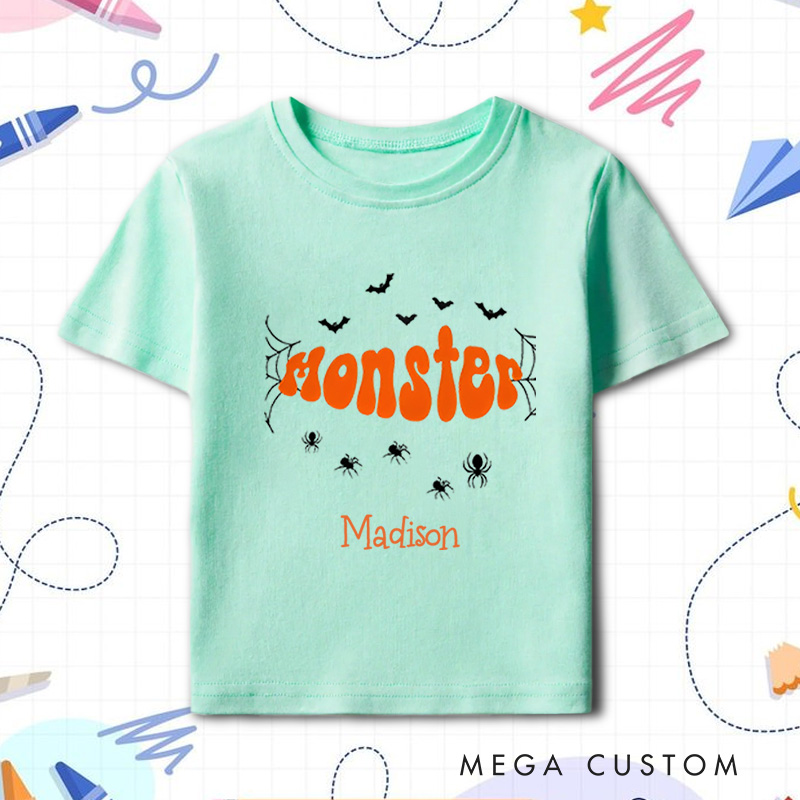 Personalized Monster Halloween Shirt for Kids Perfect for Fun and Spooky Outfits During Halloween Celebrations Kids T-Shirt