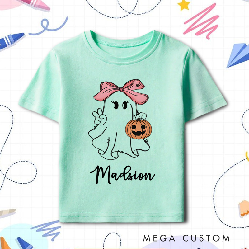 Personalized Girls Halloween T-Shirt Girls Ghost Name Toddler T-Shirt
