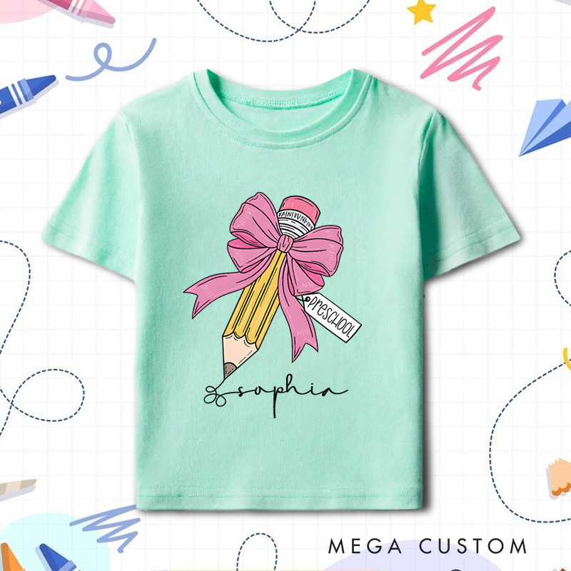 Personalized Girls Back to School Kids T-Shirt First Day of School Tee