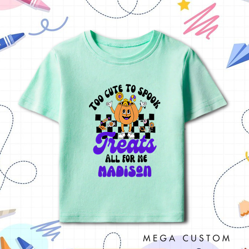 Personalized Too Cute to Spook Halloween Shirt for Kids Perfect for Creating a Delightful and Festive Look for Halloween Kids T-Shirt