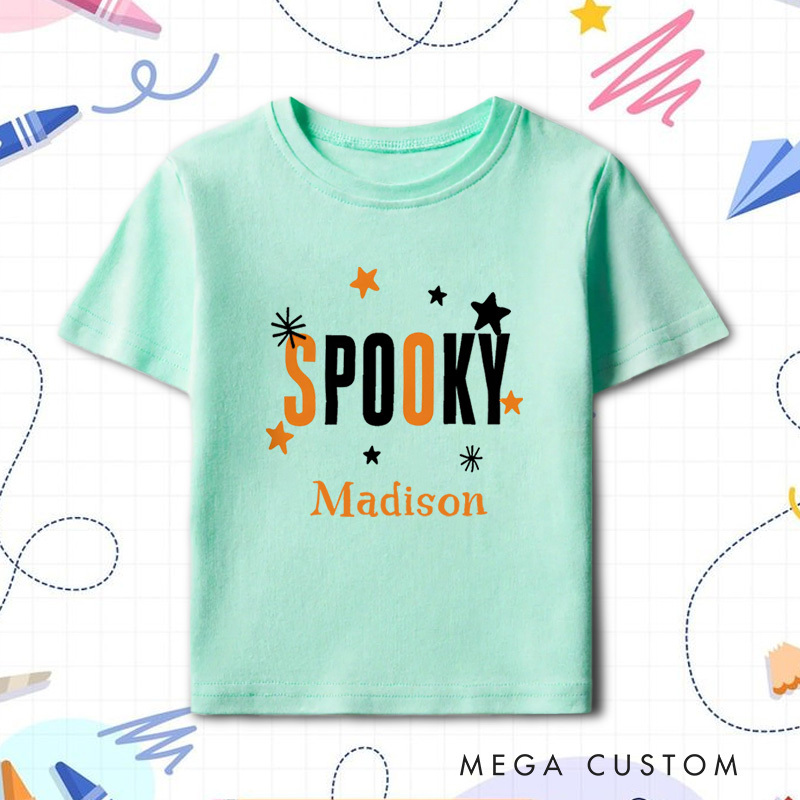 Personalized Spooky Halloween Shirt for Kids Great for Adding a Stylish and Festive Touch to Outfits During Halloween Kids T-Shirt