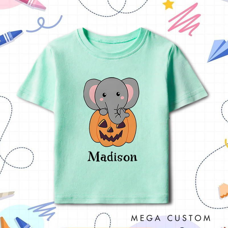 Personalized Adorable Halloween Elephant Shirt for Kids Perfect for Fun and Festive Celebrations During Halloween Kids T-Shirt