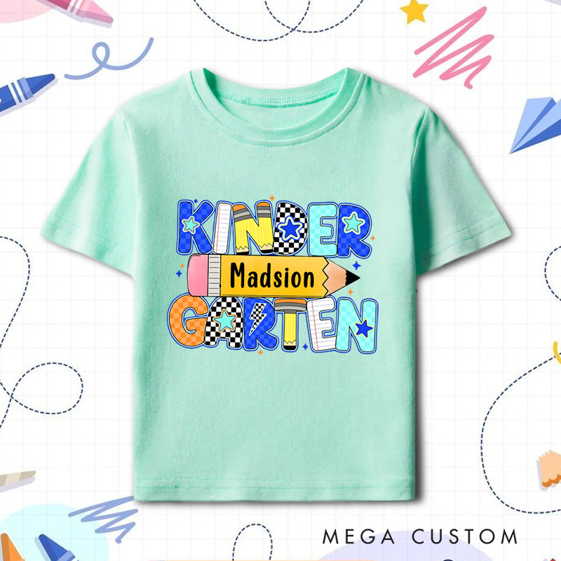 Personalized Retro Back to School T-Shirt Kindergarten First Grade Toddler First Day of School Youth Shirt