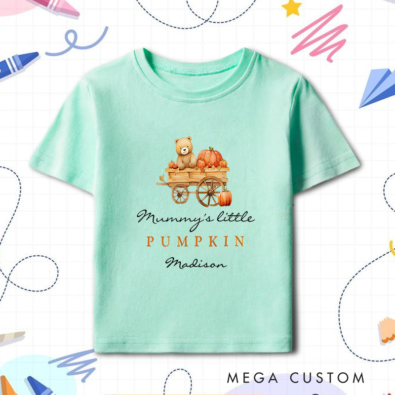 Personalized Mommy’s Little Pumpkin Halloween Shirt for Kids Perfect for Celebrating Festive Family Moments and Fun Kids T-Shirt
