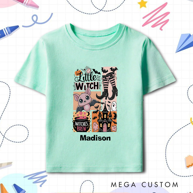 Personalized Little Witch Halloween Shirt for Kids Perfect for Embracing the Spooky Spirit and Halloween Fun Kids T-Shirt