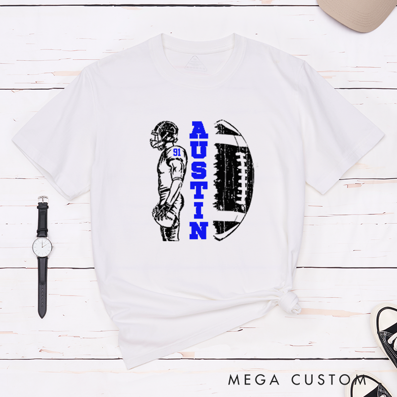 Personalized American Football T-Shirts Customized with Your Name and Number