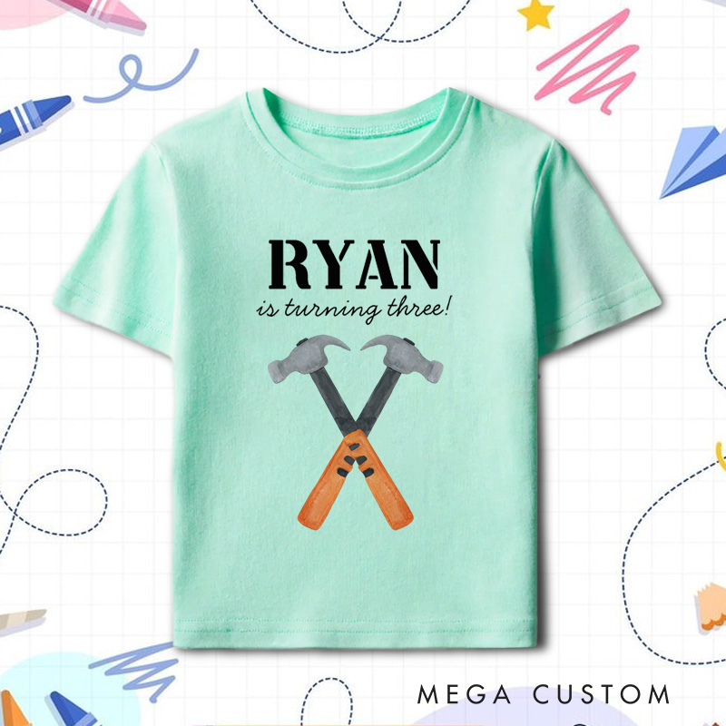 Personalized Boys Construction Builder Birthday Boy T-Shirt