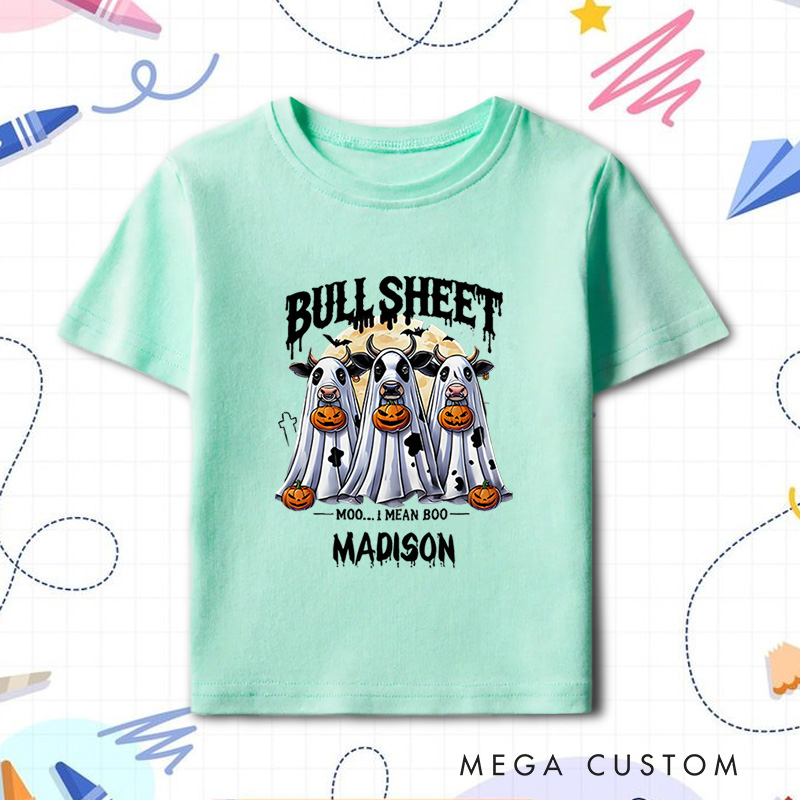 Personalized Bullsheet Halloween Shirt for Kids Perfect for Adding Humor and Festive Fun to Trick or Treating Outfits Kids T-Shirt