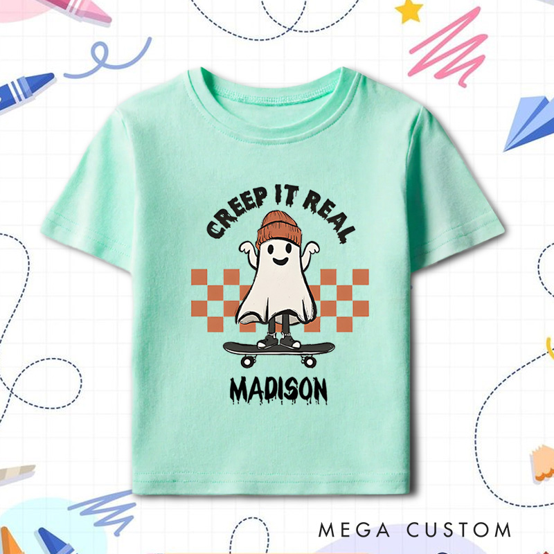 Personalized Creep It Real Halloween Shirt for Kids Perfect for Adding Fun and Festive Vibes During Halloween Kids T-Shirt