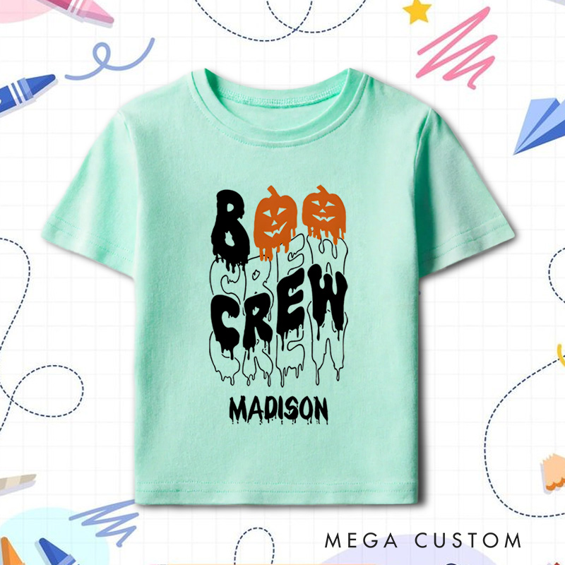 Personalized Boo Crew Halloween Shirt for Kids Perfect for Group Celebrations and Fun During the Halloween Season Kids T-Shirt