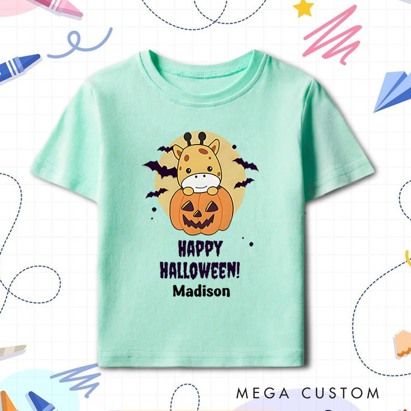 Personalized Happy Halloween Shirt for Kids Perfect for Adding Cheerful and Festive Vibes to Halloween Celebrations Kids T-Shirt