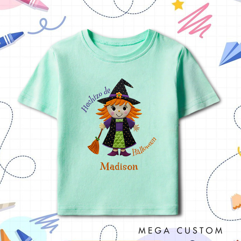 Personalized Little Halloween Witch Shirt for Kids Perfect for Adding a Magical and Festive Touch to Halloween Kids T-Shirt