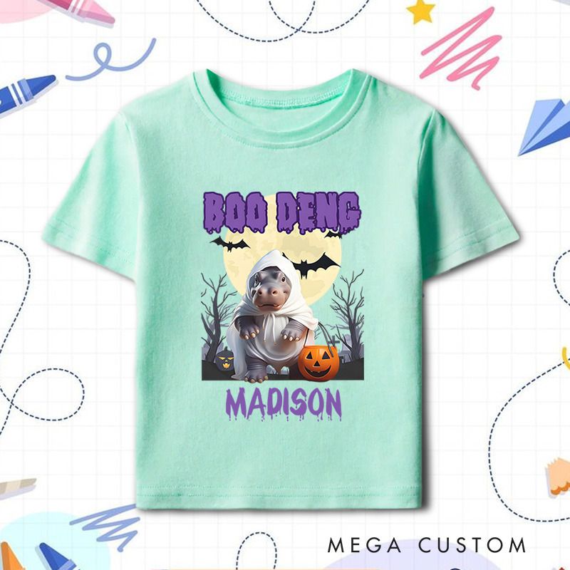 Personalized Boo Deng Halloween Shirt for Kids Perfect for Fun and Spooky Seasonal Celebrations During Halloween Kids T-Shirt