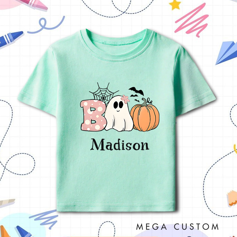 Personalized Boo Halloween Shirt for Kids Perfect for Adding a Cute and Spooky Vibe to Trick or Treating Outfits Kids T-Shirt