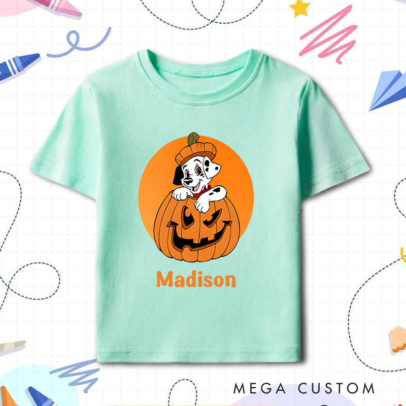Personalized Ghost in a Pumpkin Halloween Shirt for Kids Perfect for Fun and Playful Celebrations During Halloween Kids T-Shirt