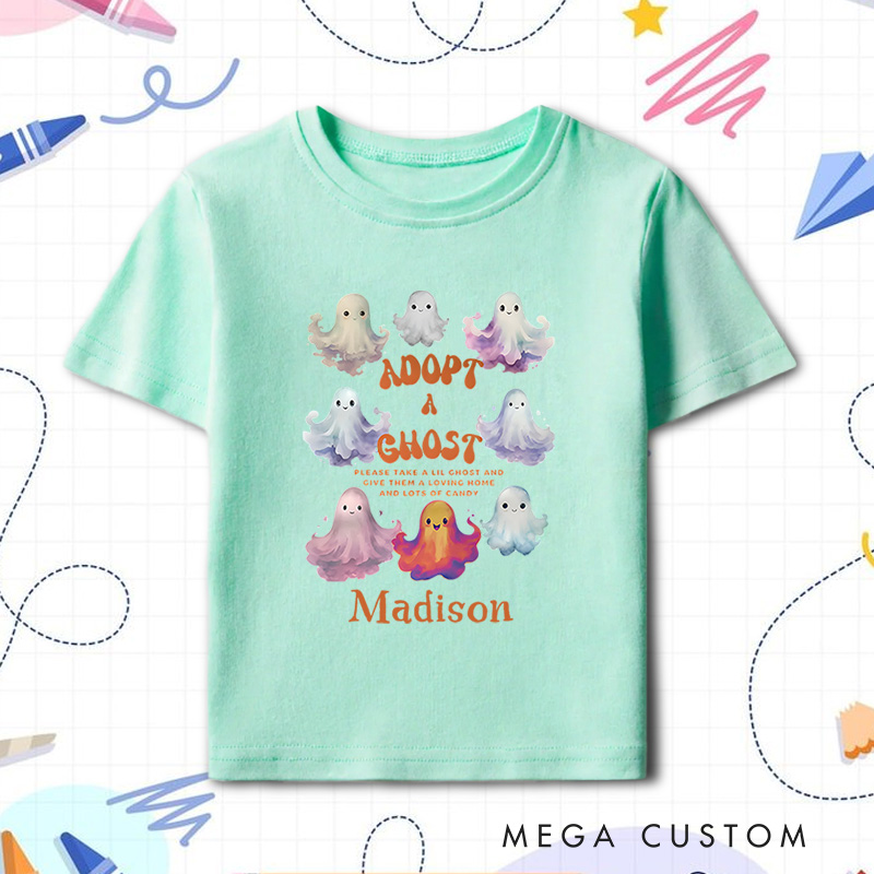 Personalized Adopt a Ghost Halloween Shirt for Kids Perfect for Adding a Cute and Playful Vibe to Festive Celebrations Kids T-Shirt
