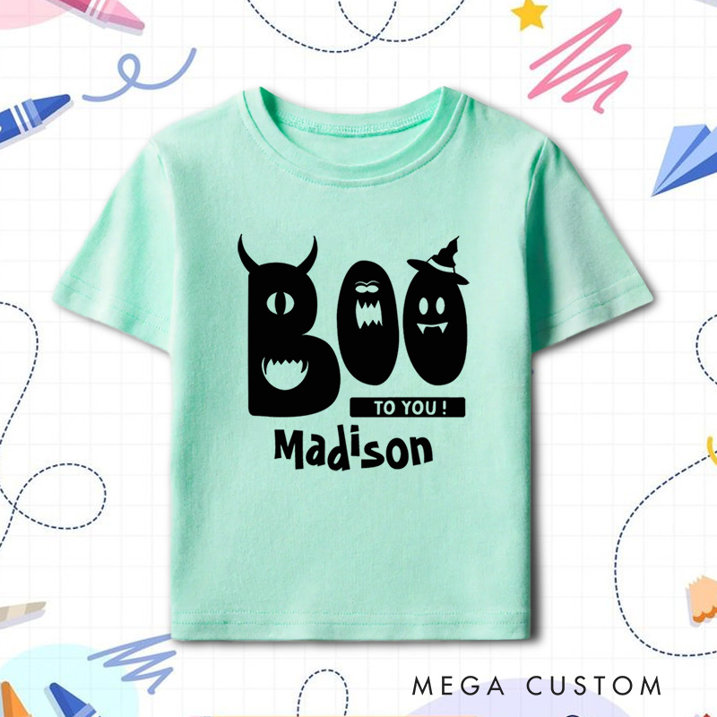 Personalized Boo to You Halloween Shirt for Kids Perfect for Adding a Cute and Spooky Vibe to Festive Outfits Kids T-Shirt