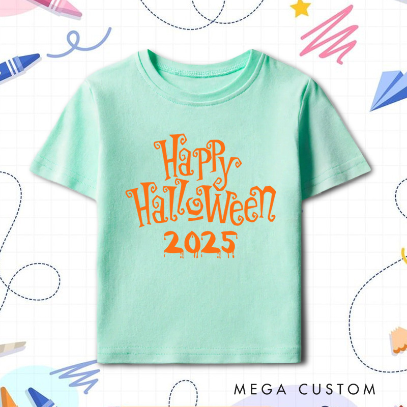 Personalized Happy Halloween Shirt for Kids Perfect for Adding a Cheerful and Festive Touch to Halloween Celebrations Kids T-Shirt