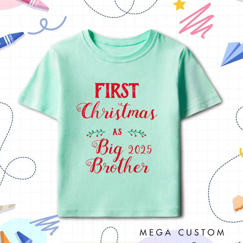 Personalized First Christmas as Big Brother Kids Matching T-Shirt
