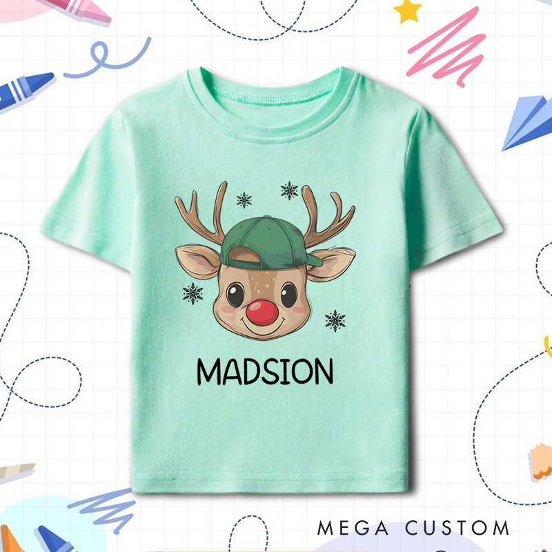 Personalized Reindeer Name Kids Shirt Cute Holiday Shirt Xmas Kids Gift